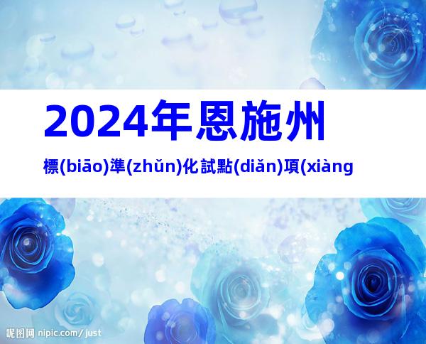 2024年恩施州標(biāo)準(zhǔn)化試點(diǎn)項(xiàng)目征集申報(bào)原則、條件及時(shí)間